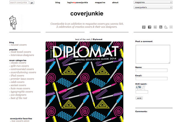 Coverjunkie feature the new Diplomat cover by Pins