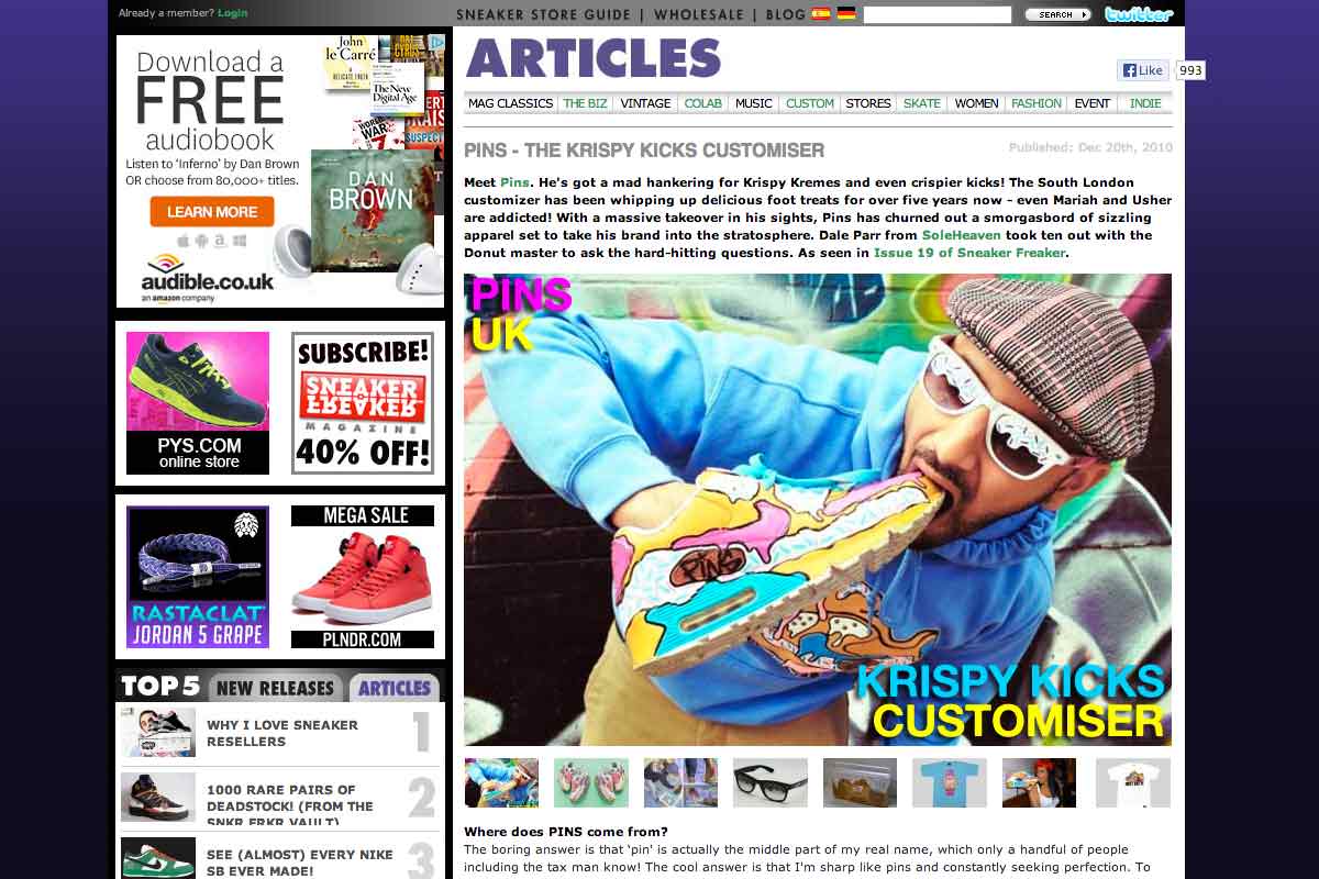 'The Krispy Kicks Customiser' - Sneaker Freaker interviews Pins