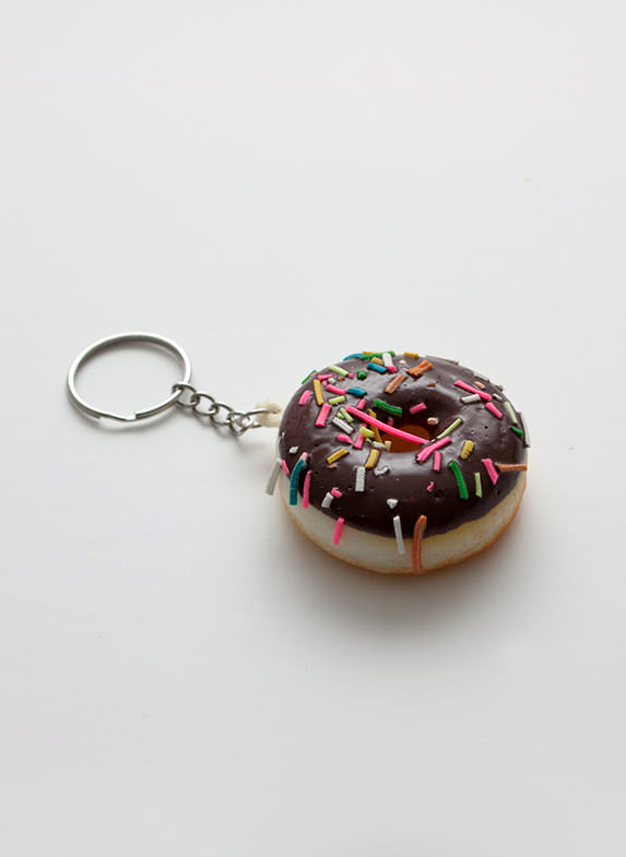 Small Donut Keyring Brown