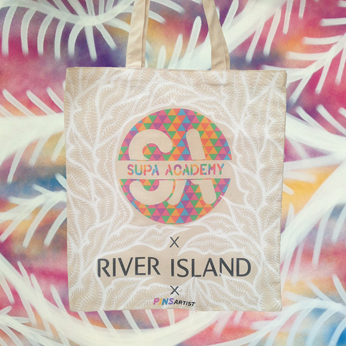 supa academy river island pins tote bag